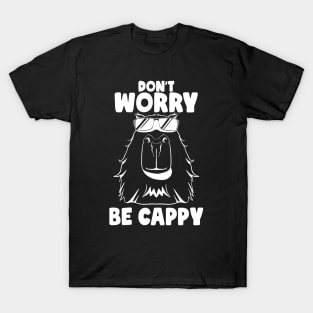 Don't Worry be Cappy Funny Capybara Face Rodent Capybaras T-Shirt